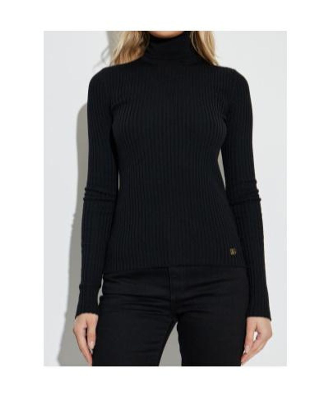 Dolce & Gabbana Black Dg Logo Plaque Turtleneck Sweater