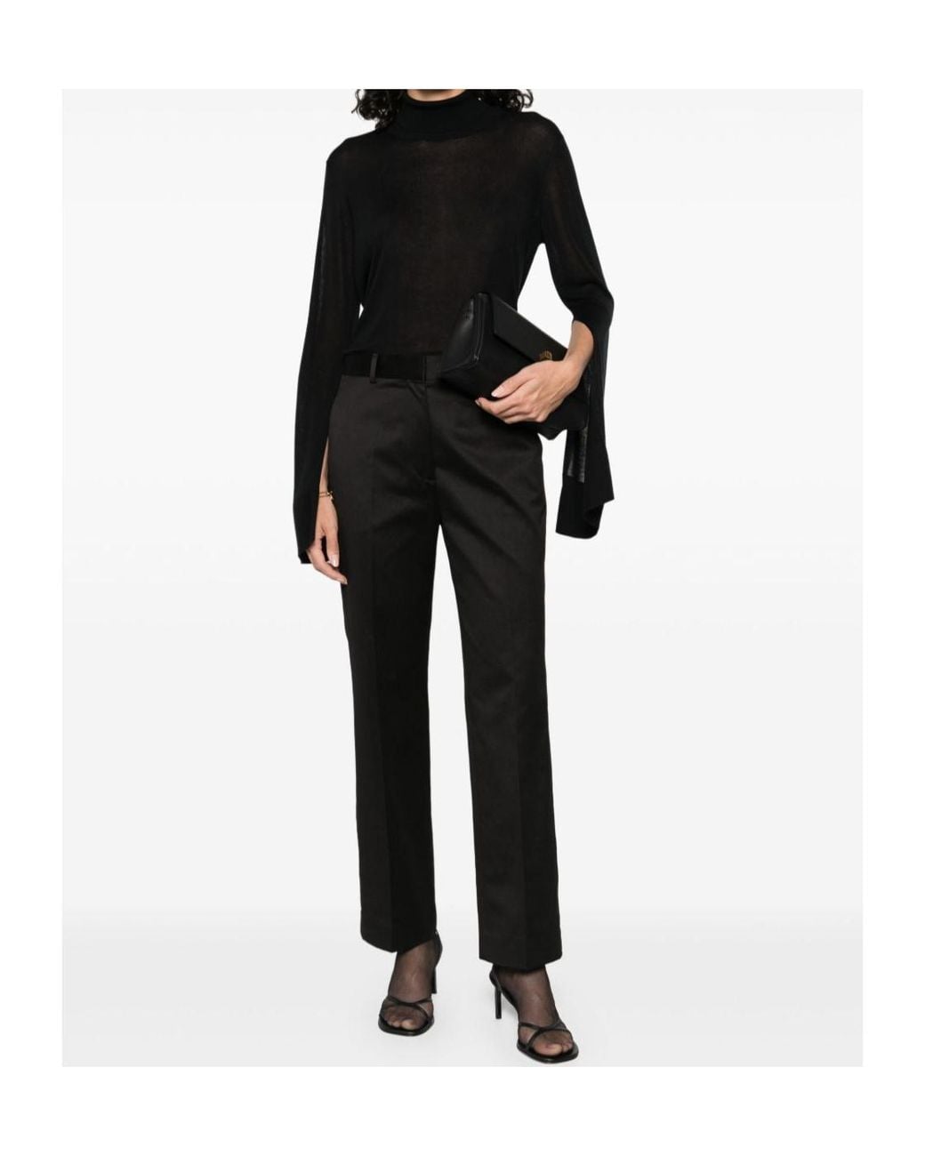 Totême  Black Turtleneck With Slits On The Sleeves