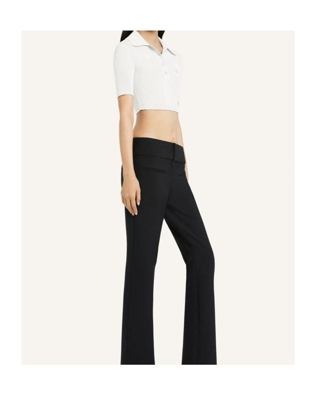 Courreges White Courrèges Half-Button Knitted Cropped Polo Top