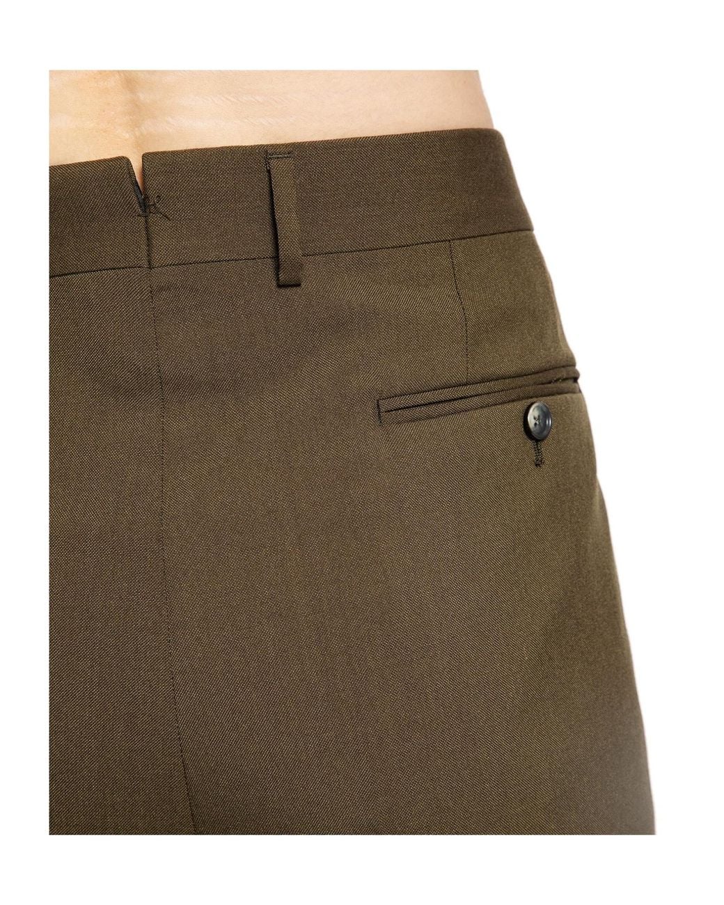 Tom Ford Green Double-Pleat Wool Trousers for men