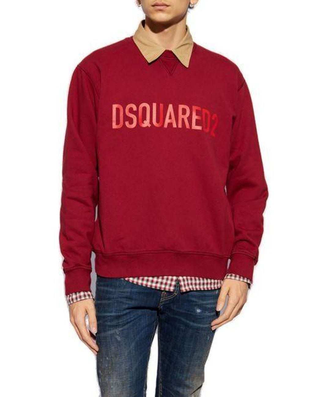 DSquared² Red Logo Printed Crew Neck Sweatshirt for men