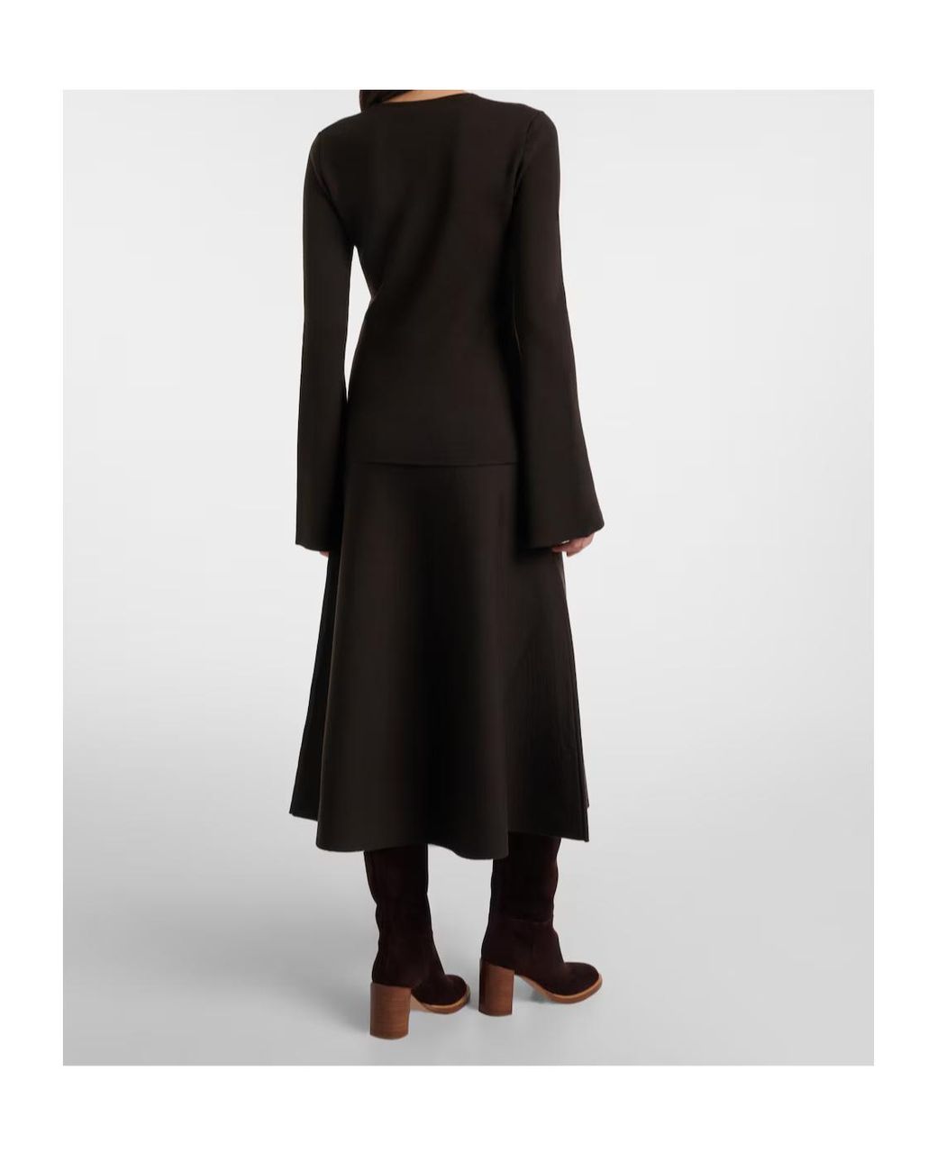 Gabriela Hearst Black Wool, Silk, And Cashmere Midi Skirt