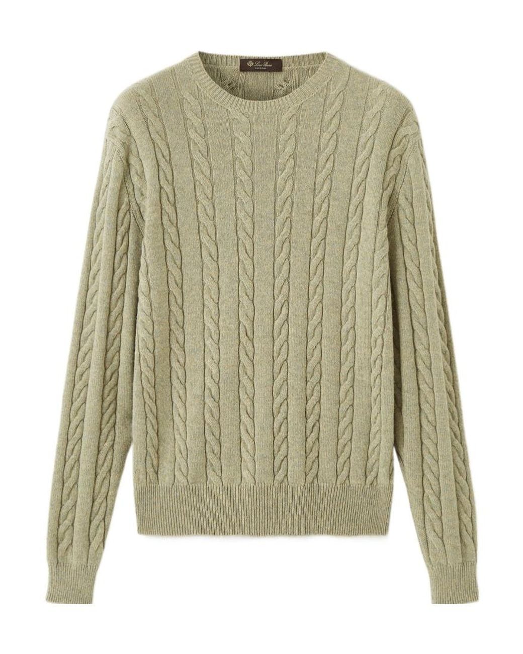 Loro Piana Green Cedar Crewneck Knitted Jumper for men