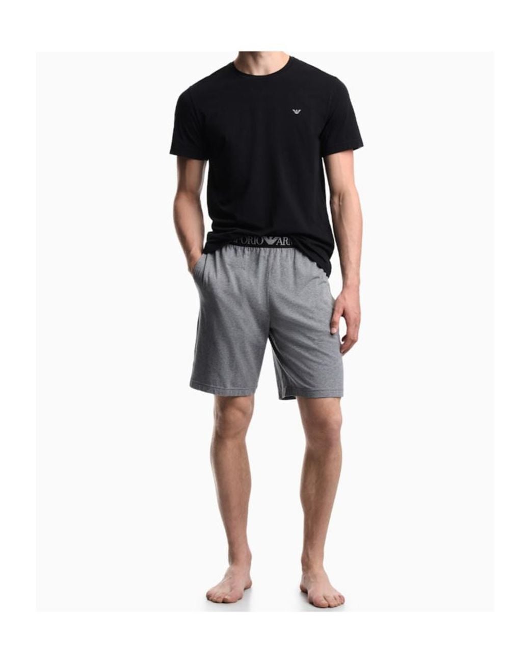 Emporio Armani Black Logo Two-Piece Pyjamas for men