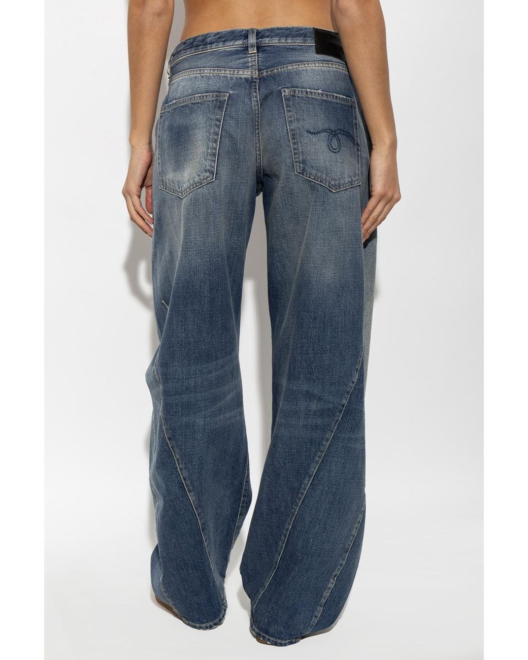 R13 Blue Faded Wide-Leg Jeans