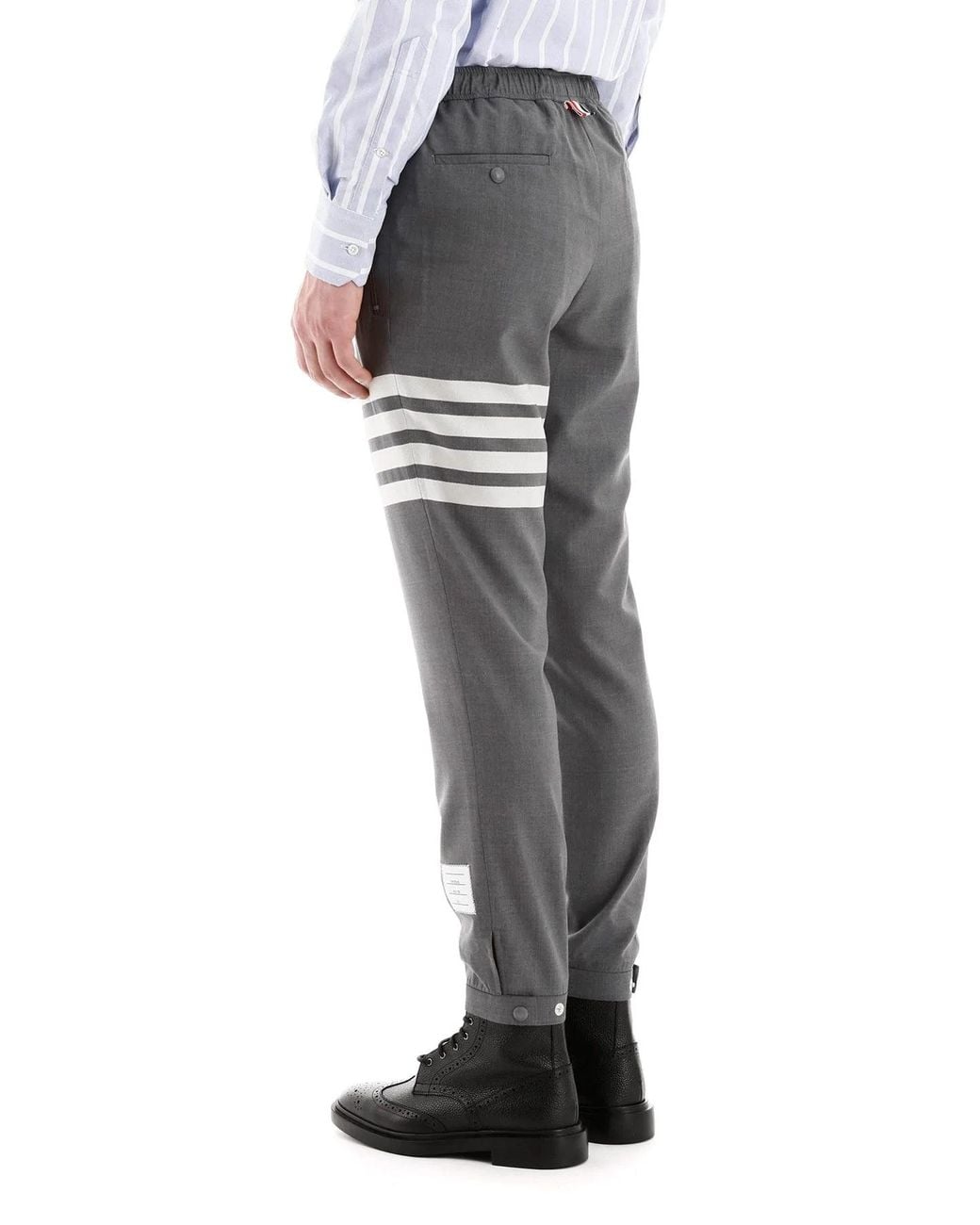 Thom Browne Gray Plain Weave Suiting Track Pants for men