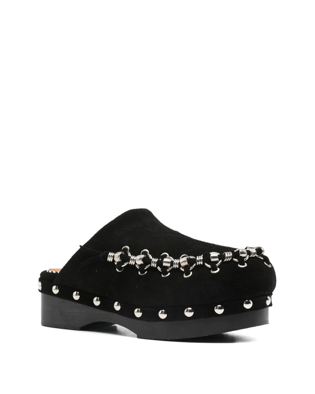 Toga Black Chain-Detail Round Toe Mules
