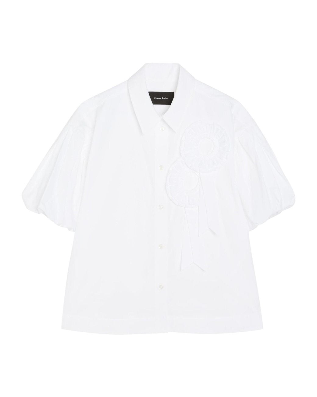 Simone Rocha White Cotton Puff-Sleeve Top