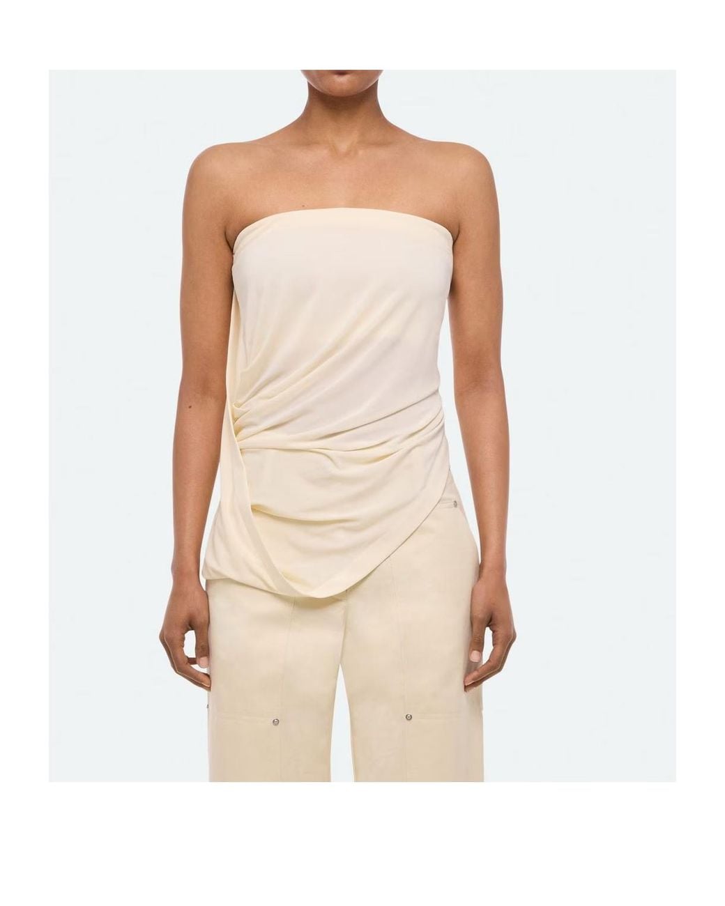 Helmut Lang Natural Knot-Front Strapless Top