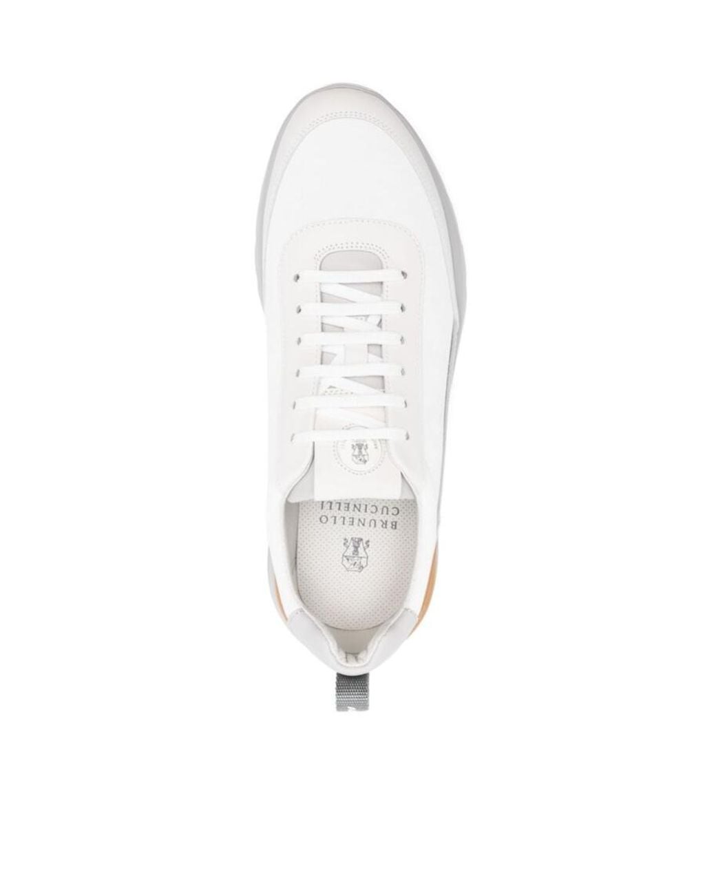 Brunello Cucinelli White Logo Embossed Lace-Up Sneakers for men