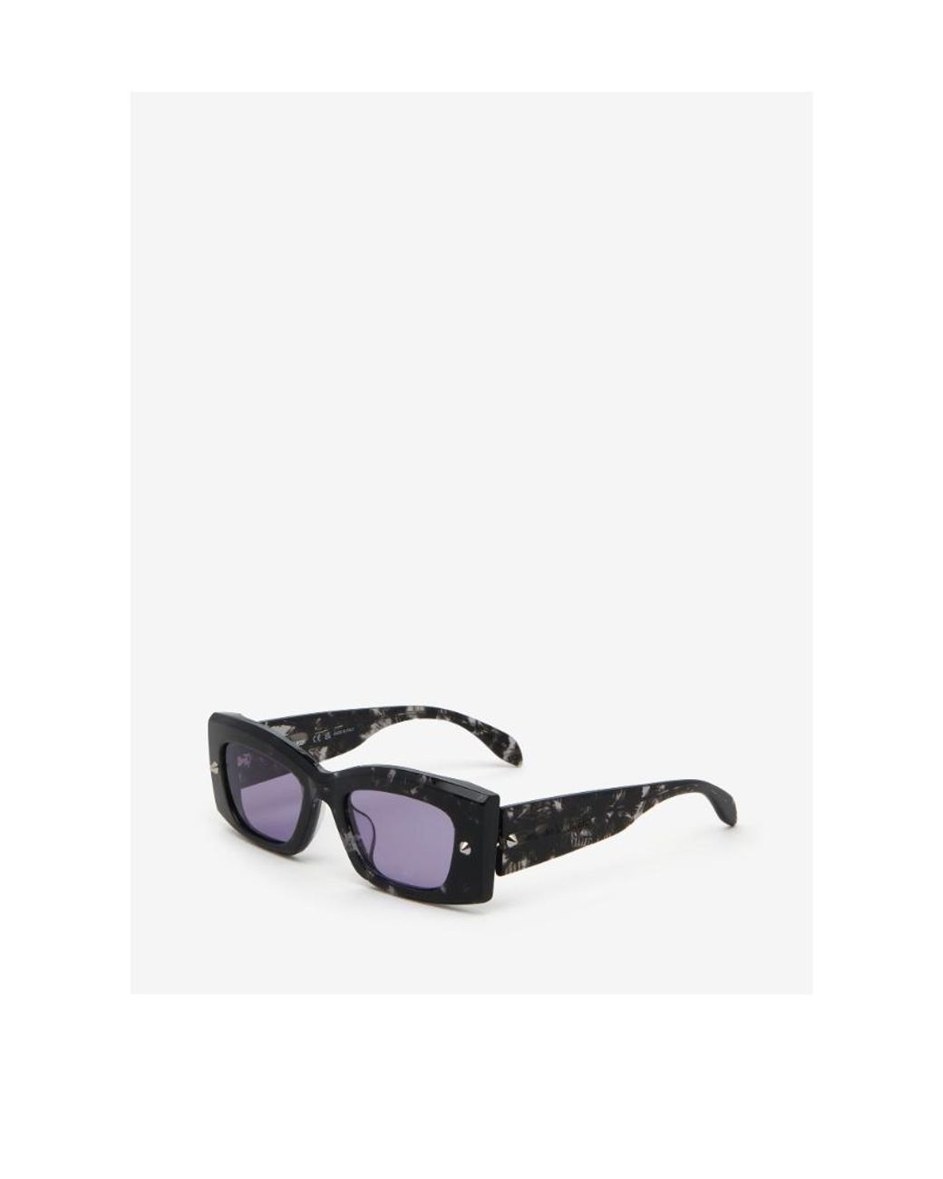 McQueen White Eyewear Rectangle Frame Sunglasses