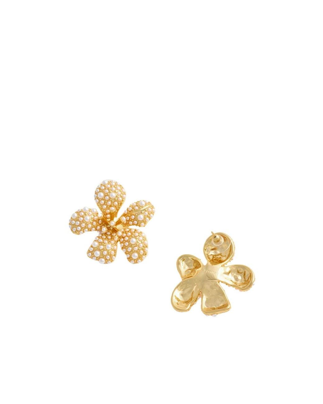 Self-Portrait Metallic Pearl Encrusted Flower Earrings