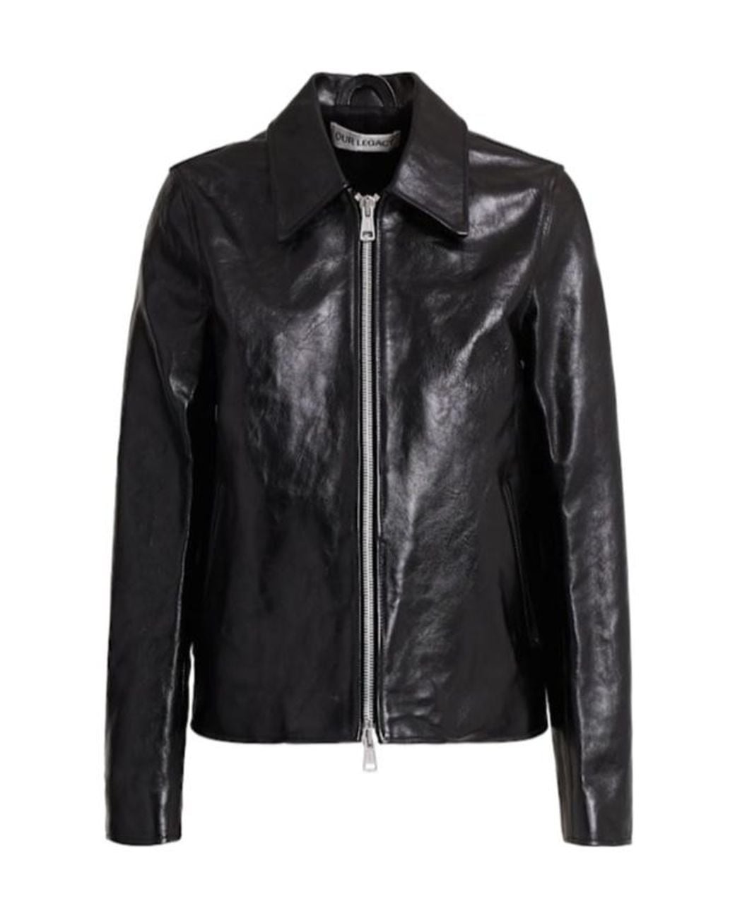 Our Legacy Black Leather Zip-Up Jacket