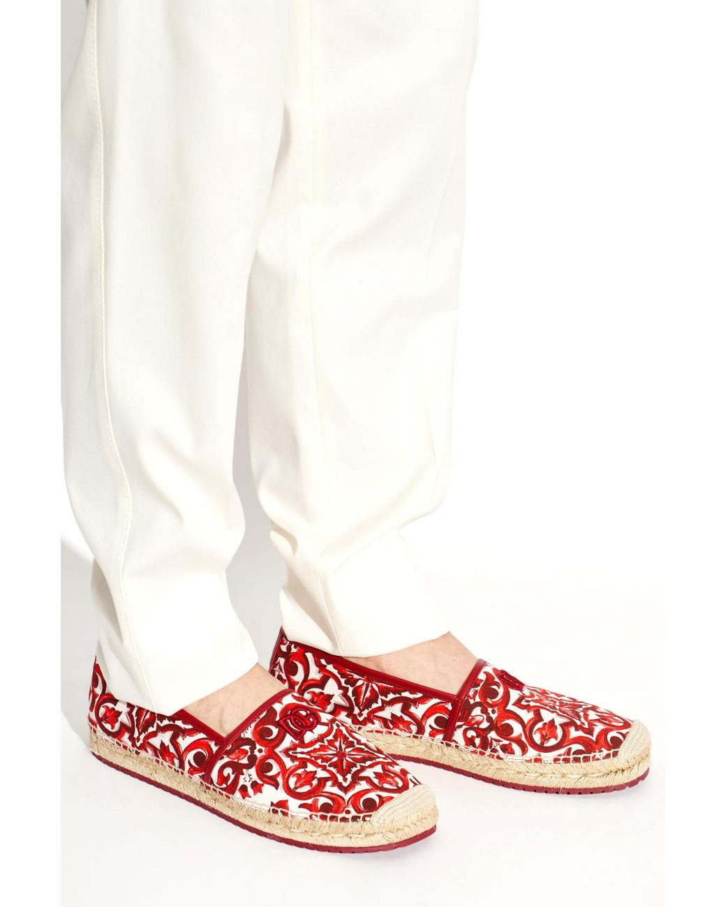 Dolce & Gabbana Red Majolica-Printed Espadrilles for men