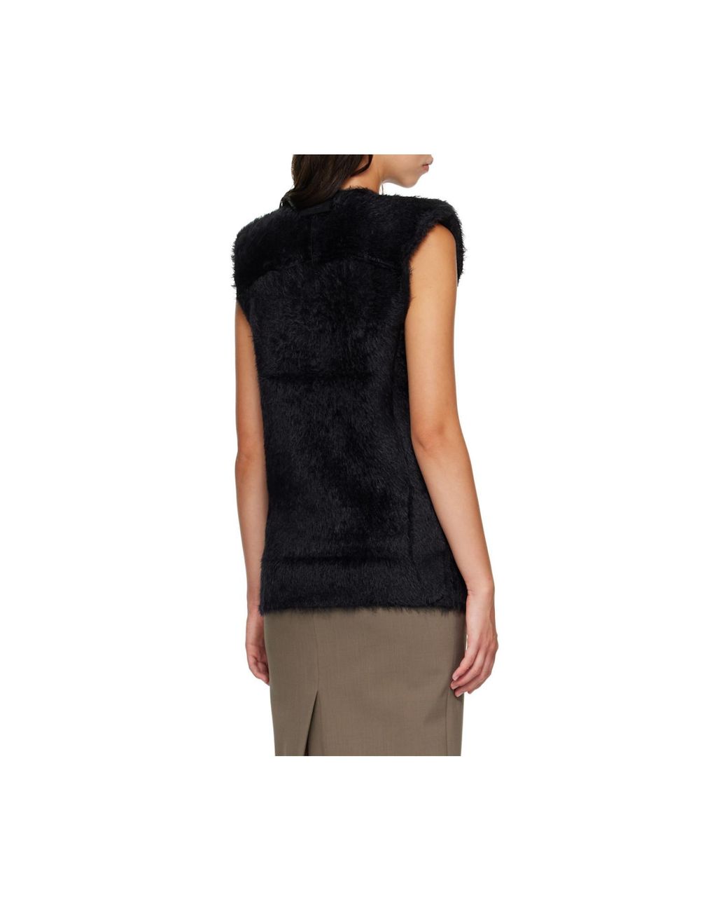Mugler Black Brushed-Knit Sleeveless Top