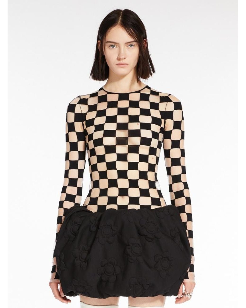 Sportmax Black Checkerboard Effect Crewneck Knitted Jumper