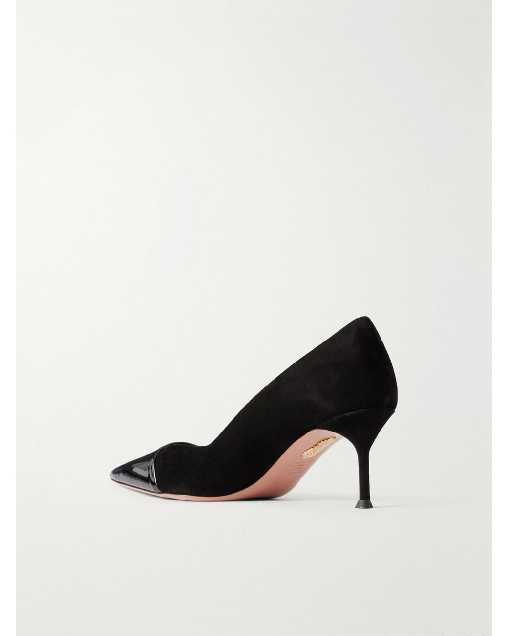 Aquazzura Black Leather-Trimmed Suede Pumps