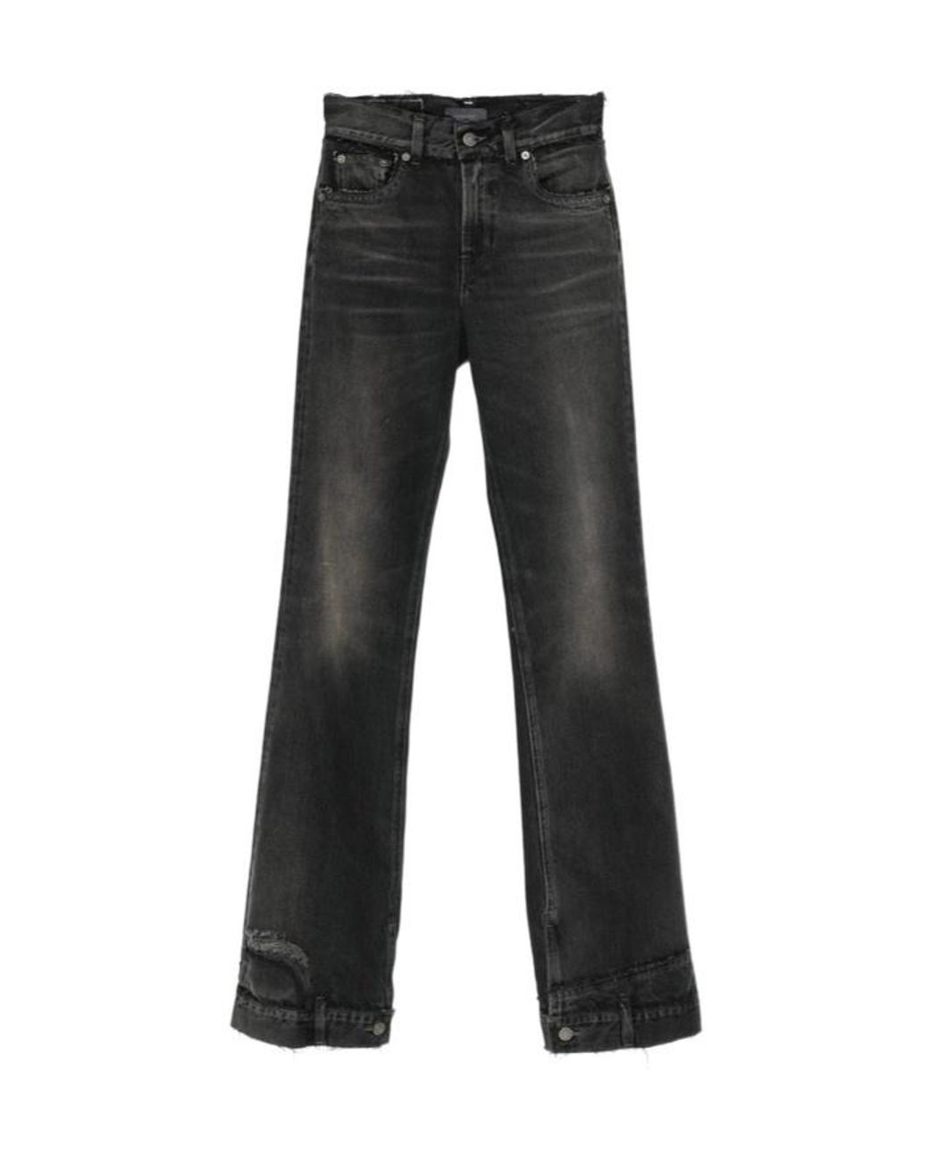 Haikure Black Logo-Patch Distressed Jeans