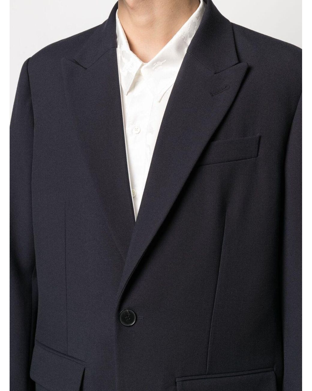 Valentino Blue Single-Breasted Long-Sleeved Blazer for men