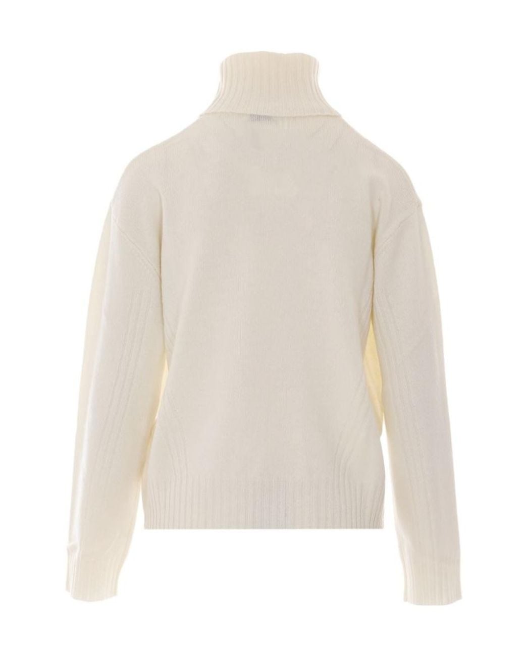 Liu Jo White Ribbed Turtleneck Knitted Sweater