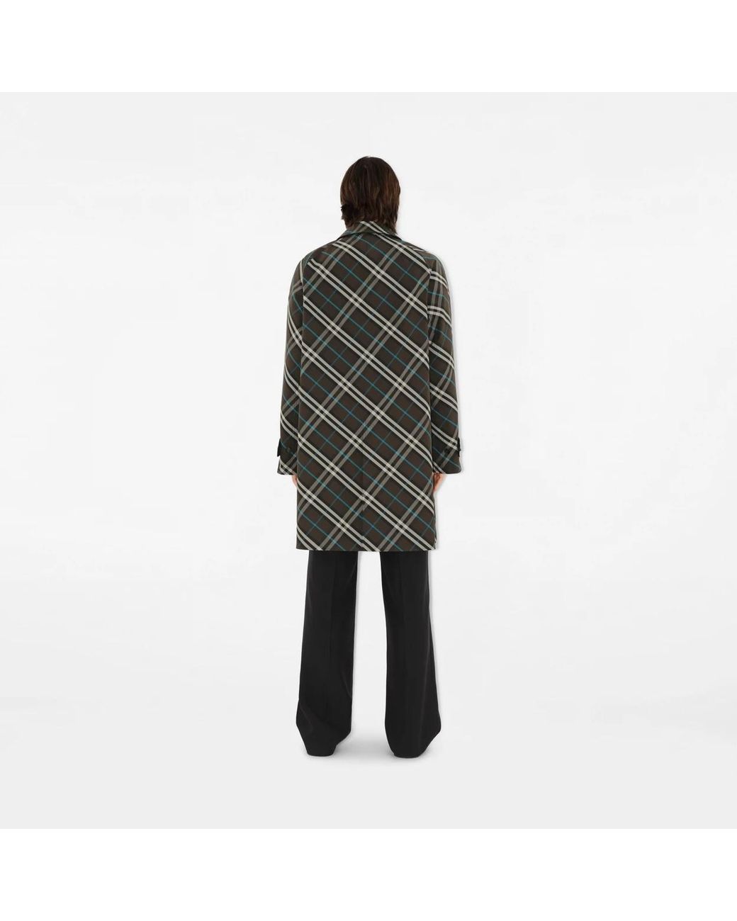 Burberry Black Nova Check Reversible Buttoned Coat for men