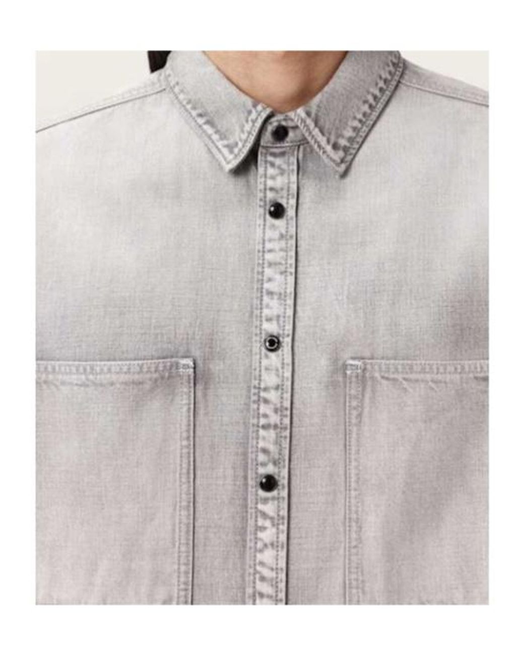 AllSaints Gray Al Oversized Denim Shirt for men