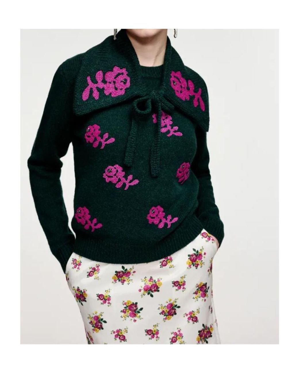 Essentiel Antwerp Green Korine Embellished Knitted Sweater