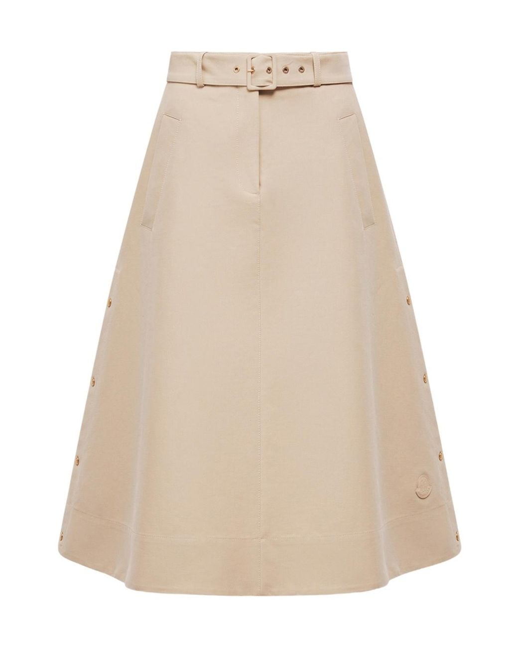 Moncler Natural Logo Patch A-Line Midi Skirt