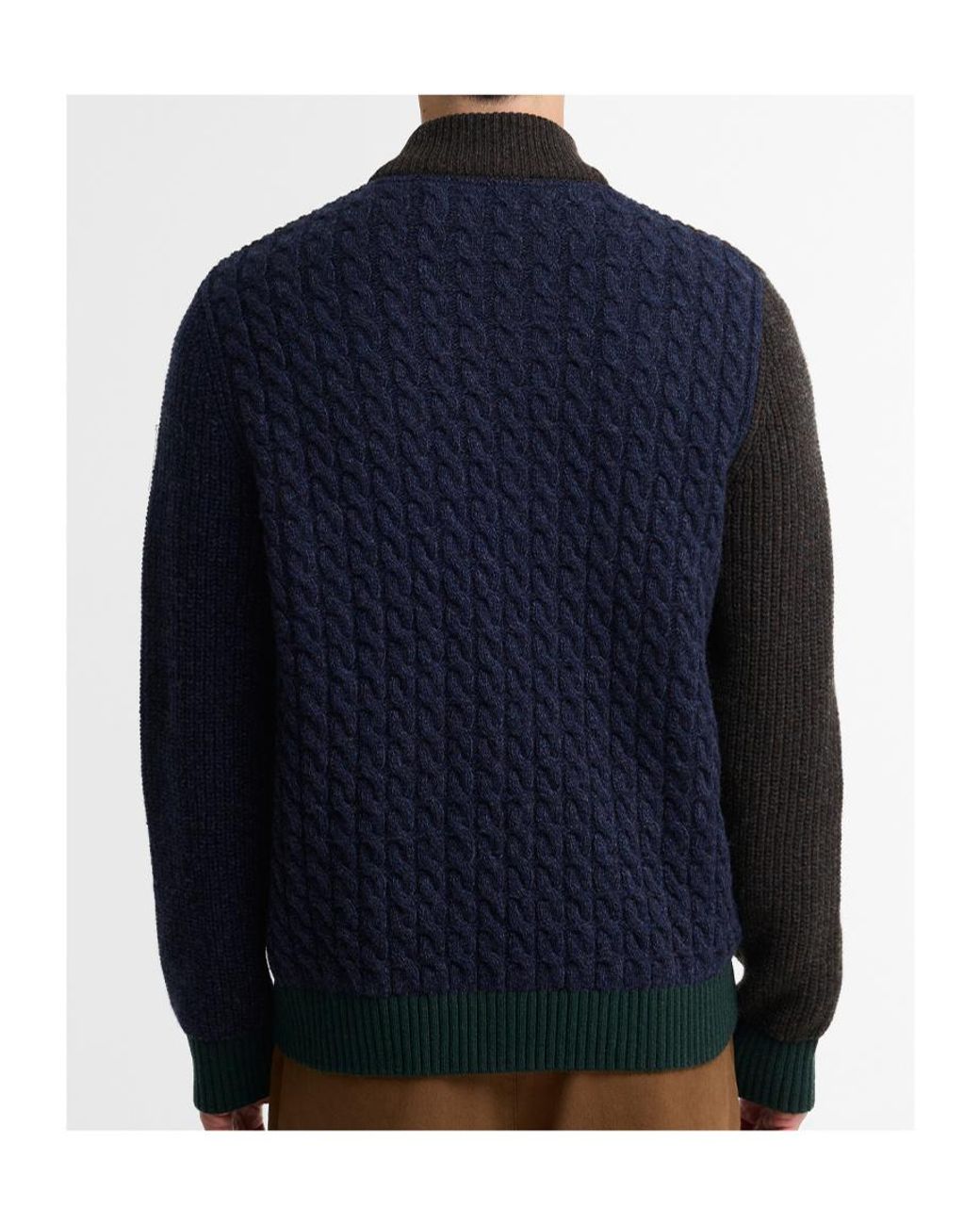 Barbour Black X Paul Smith Gamefair Cable-Knit Zip-Up Cardigan for men