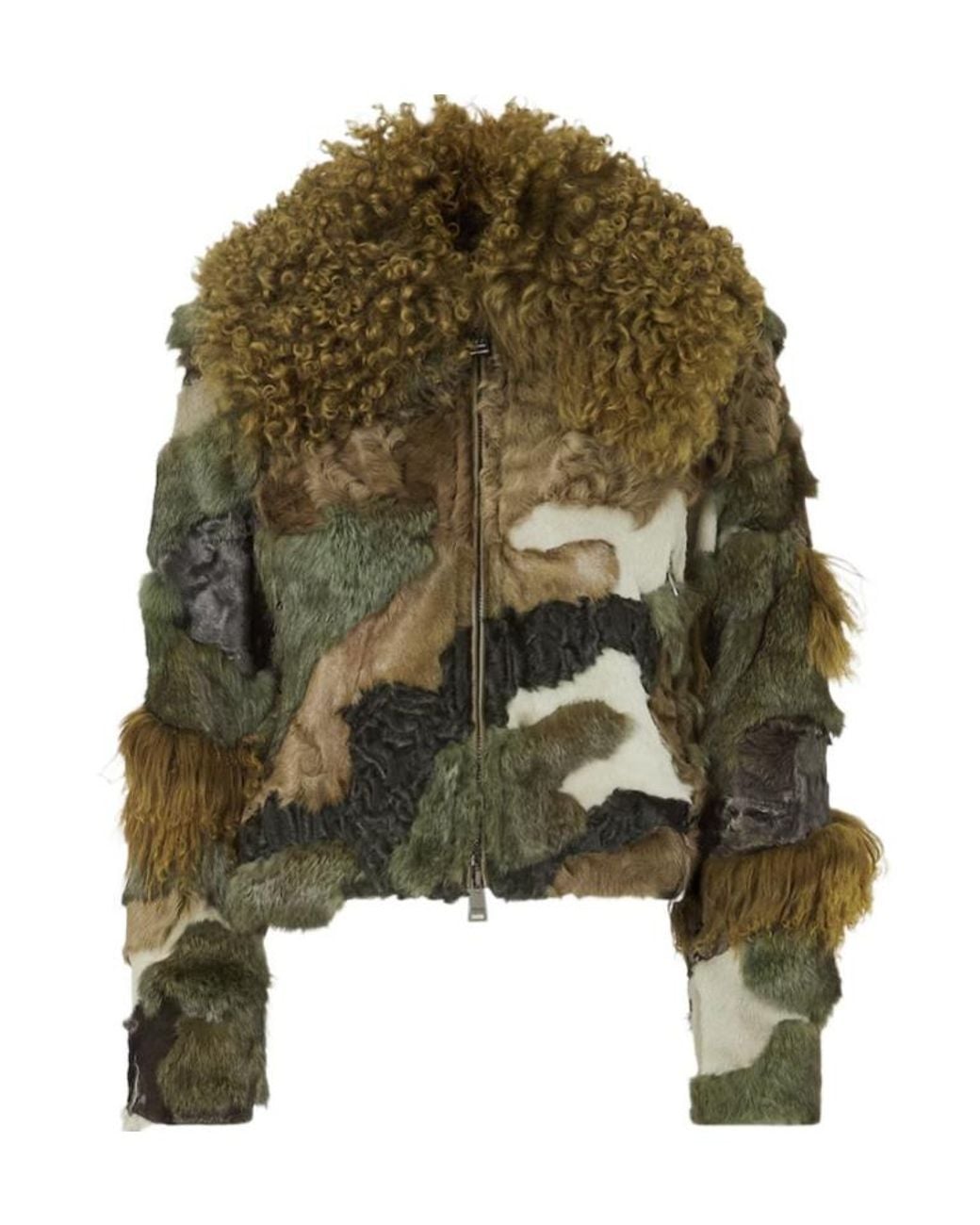 Fendi Green Patchwork Shearling Blouson
