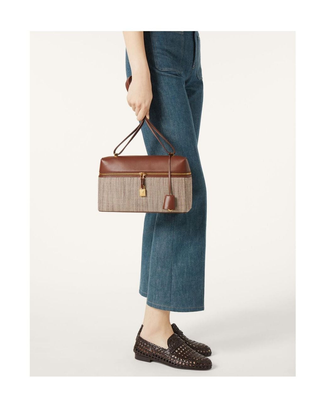 Loro Piana Brown Extra Zipper Shoulder Bag