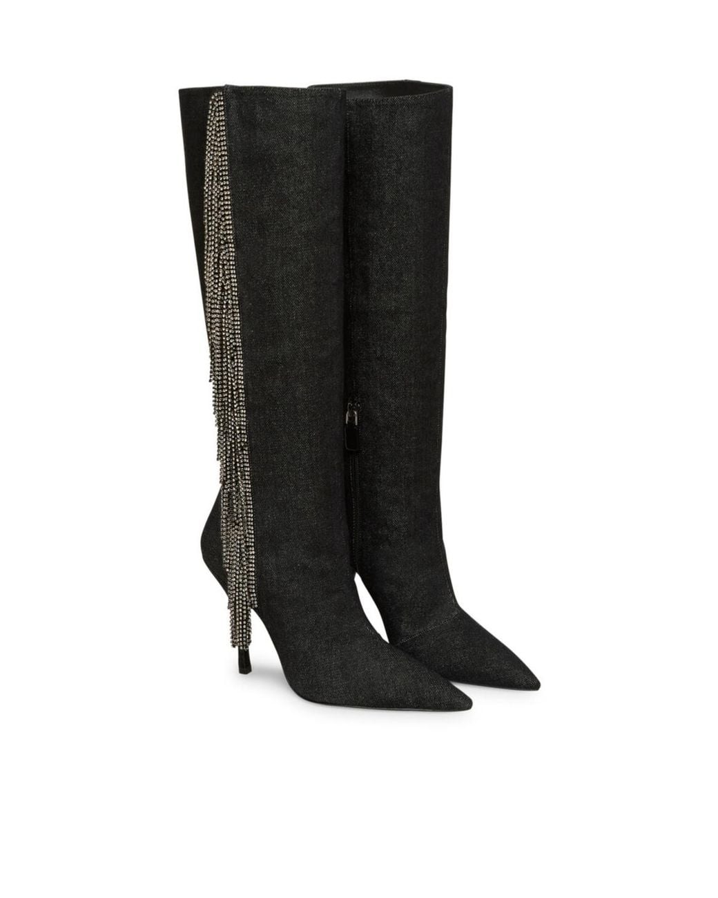 Stuart Weitzman Black Crystal Fringe 100Mm Knee-High Boots