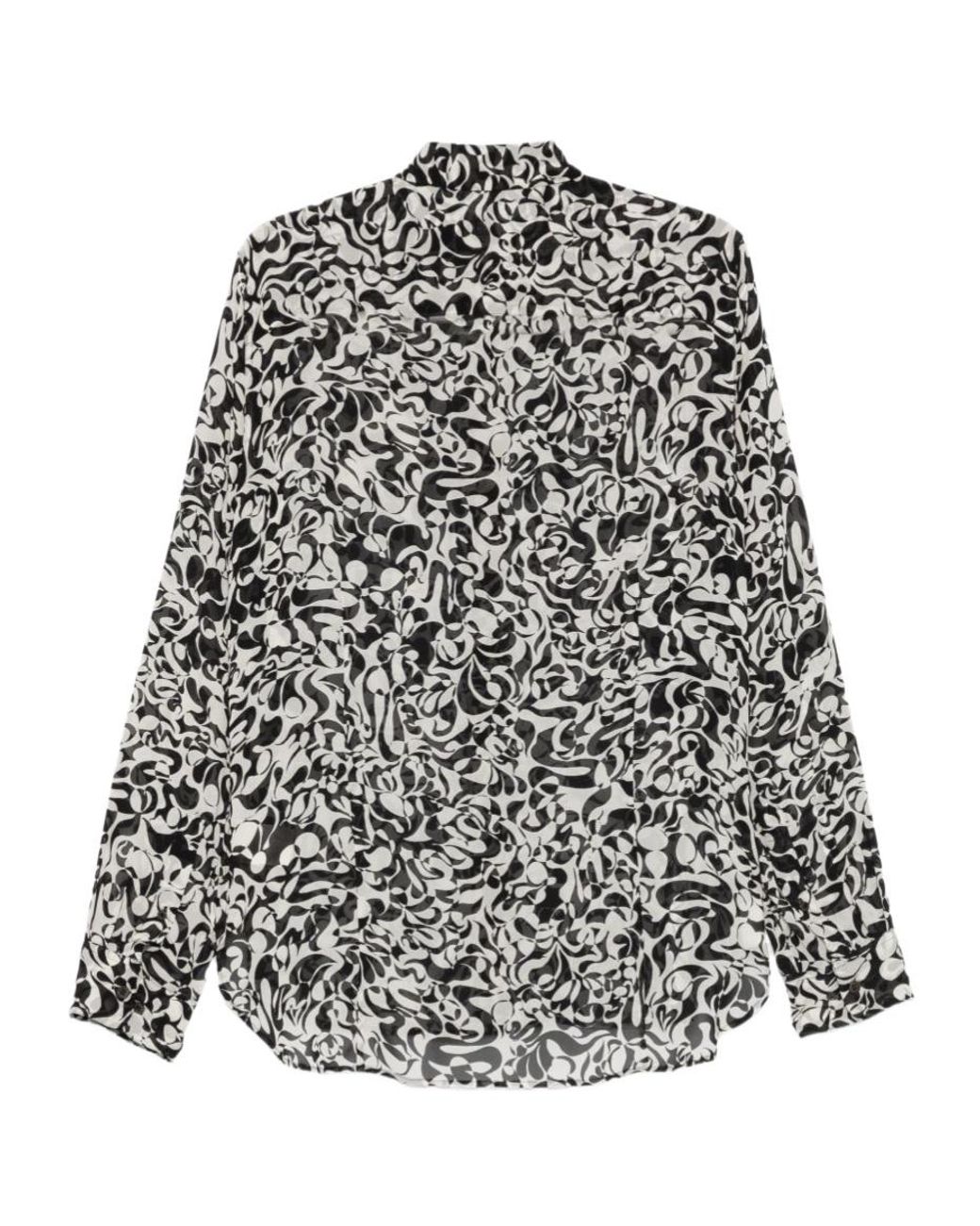 Dries Van Noten Gray Graphic-Printed Shirt for men