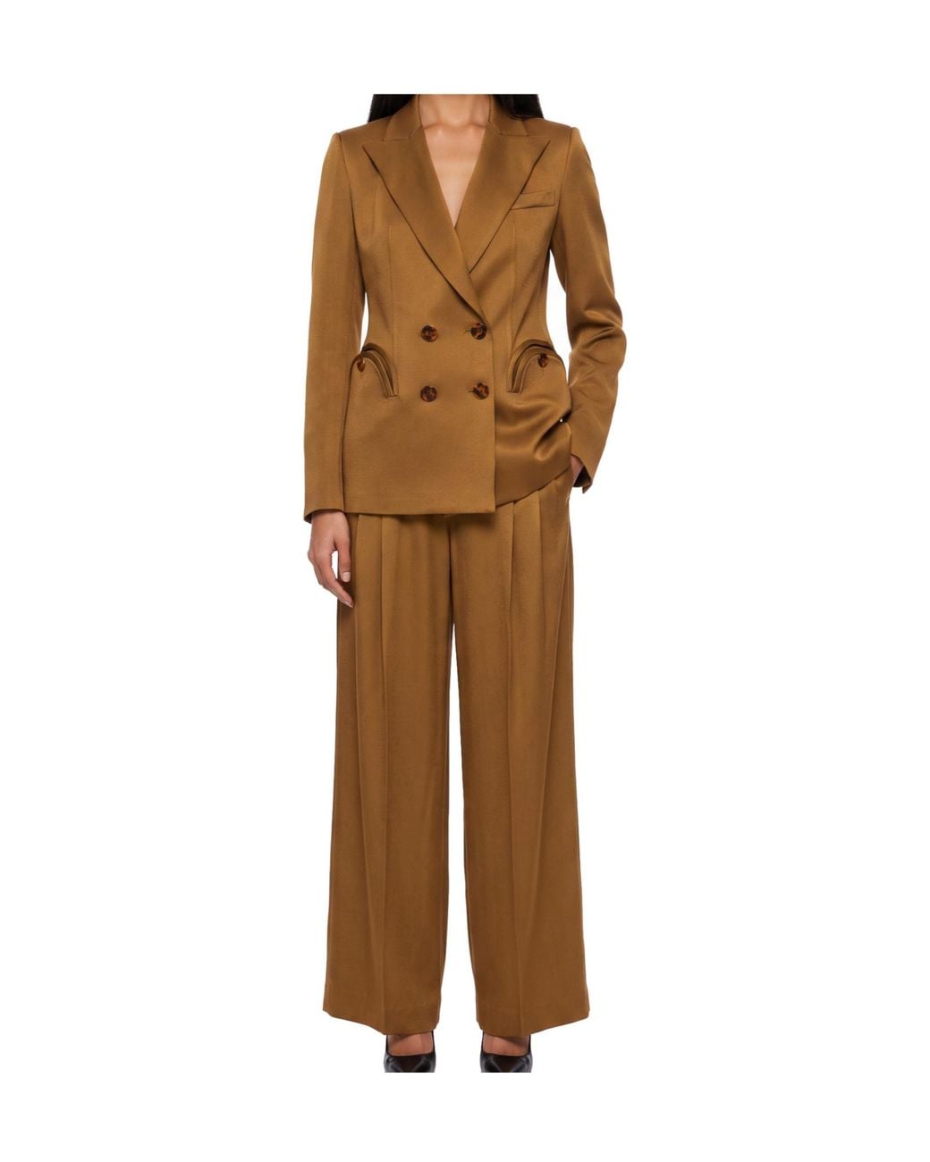 Blazé Milano Brown Blazé Milano Double-Breasted Tailored Blazer
