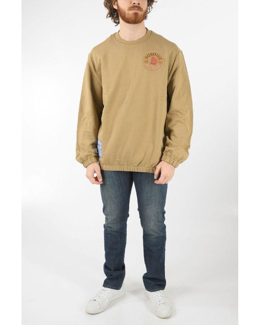McQueen Natural Patch-Detail Crew Neck Sweatshirt for men
