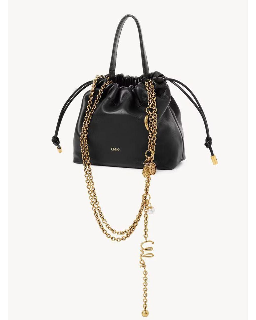 Chloé Black Icons Small Shoulder Bag With Leather Chain