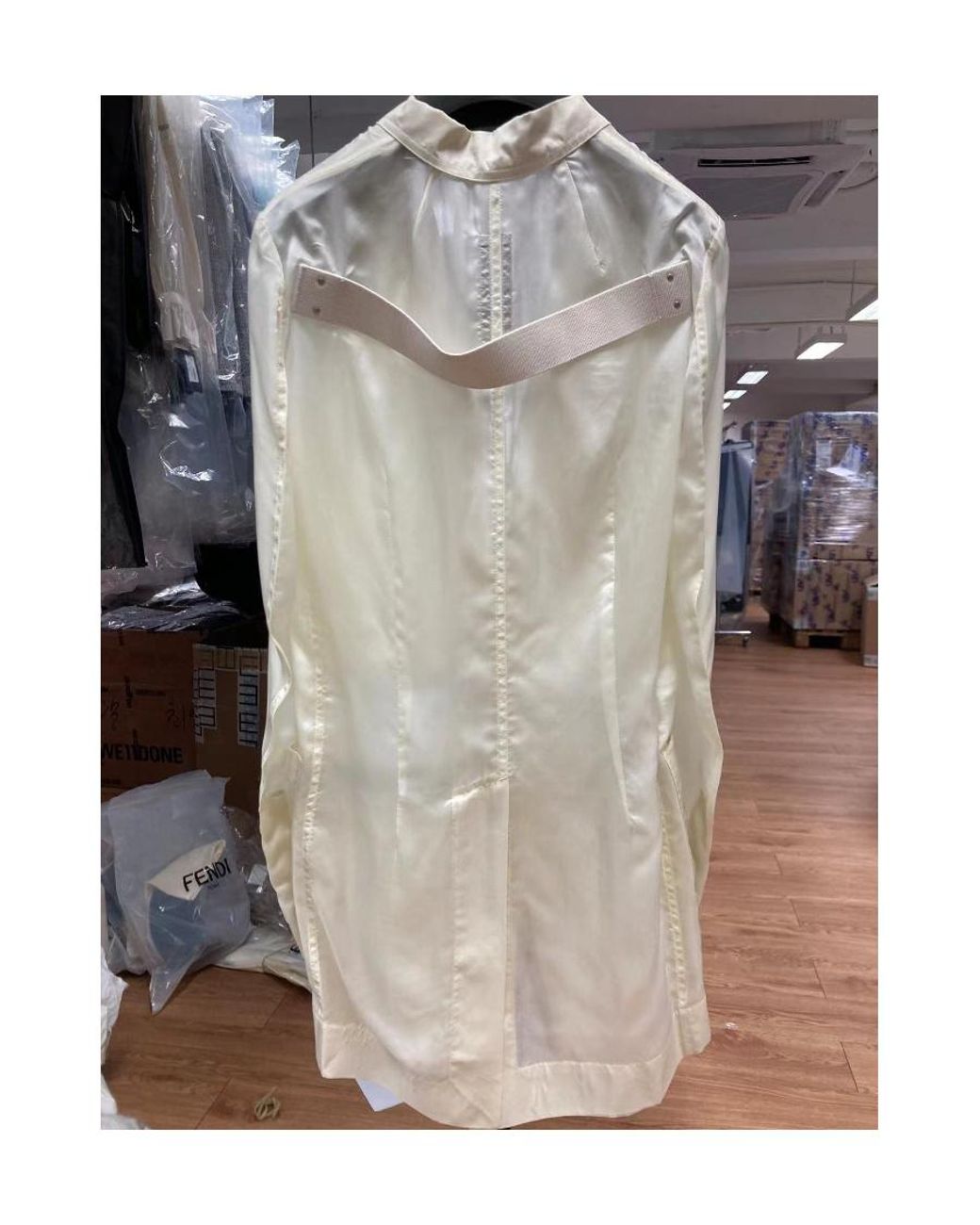 Rick Owens White Strap-Detail Single-Breasted Blazer