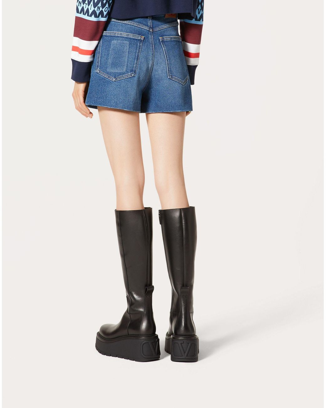 Valentino Blue High-Waisted Denim Shorts