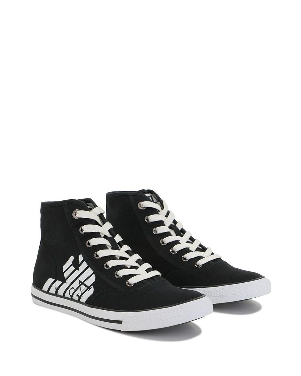 EA7 Black Logo High-Top Casual Sneakers for men