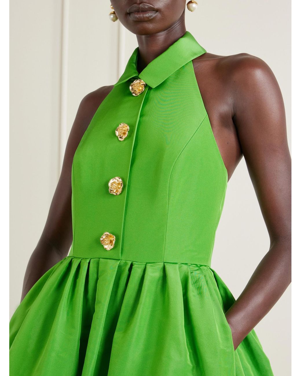 Carolina Herrera Green Silk-Faille Gown