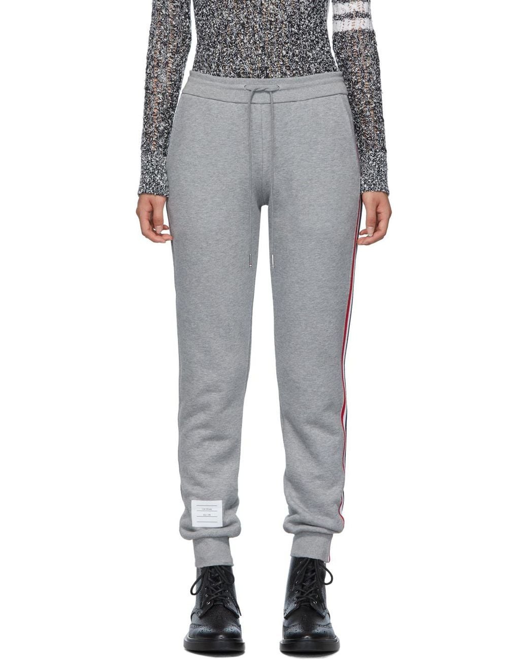 Thom Browne Gray Rwb Side Stripe Sweatpants