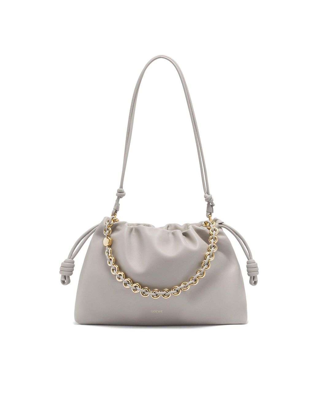 Loewe Gray Large Leather Flamenco Shoulder Bag