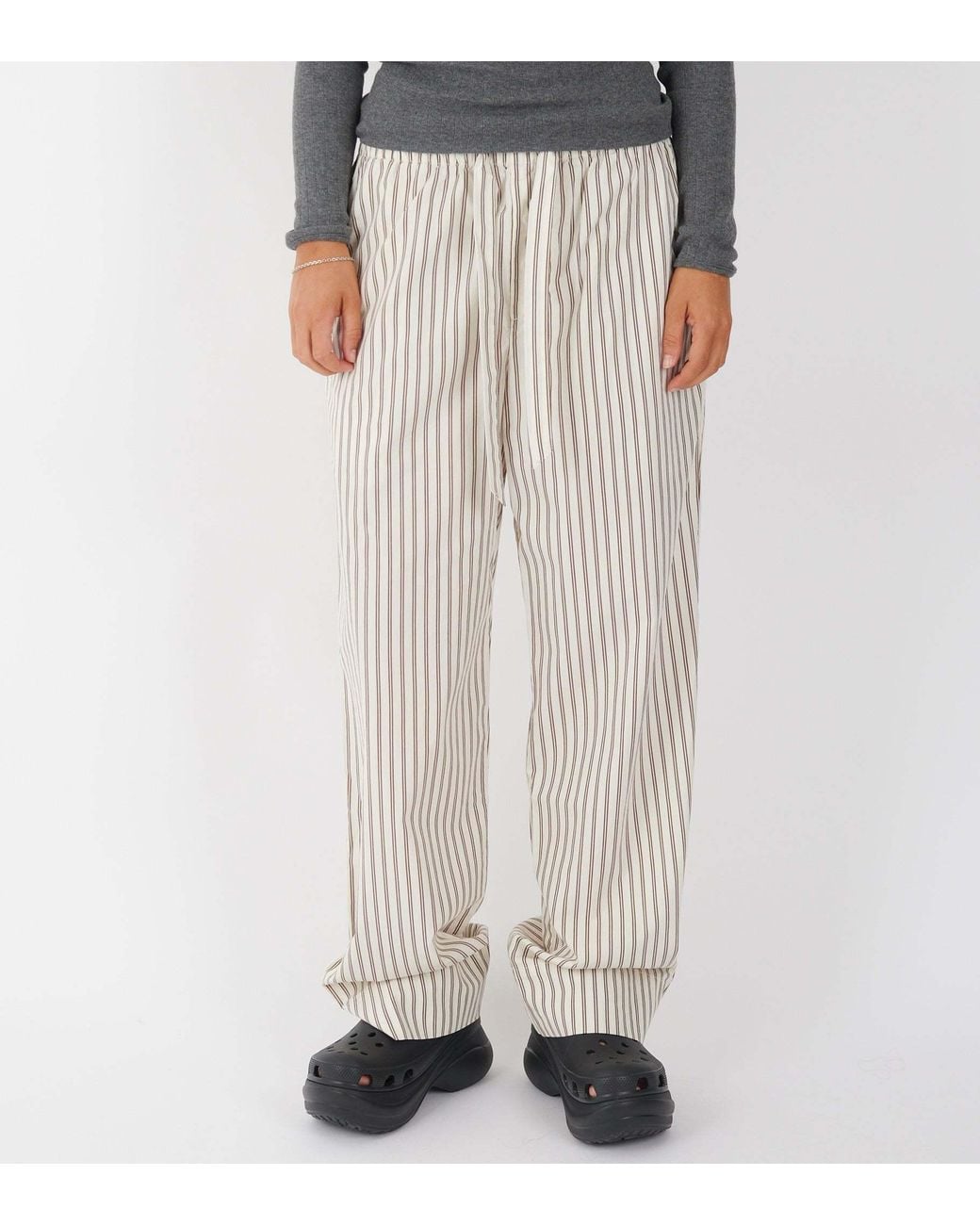 Tekla White Hopper Striped Pajama Pants for men