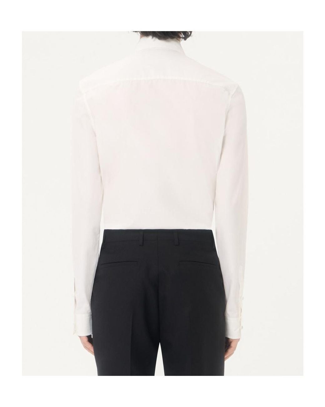 Valentino White Cotton Poplin Shirt With Pleated Plastron And Embroidery On The Collar for men