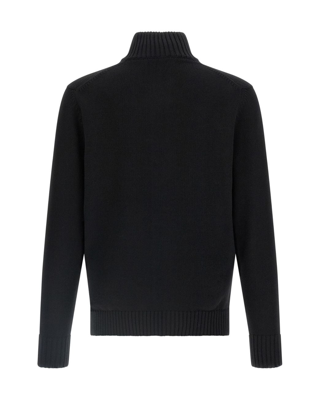 Zanone Black High Neck Button-Up Cardigan for men