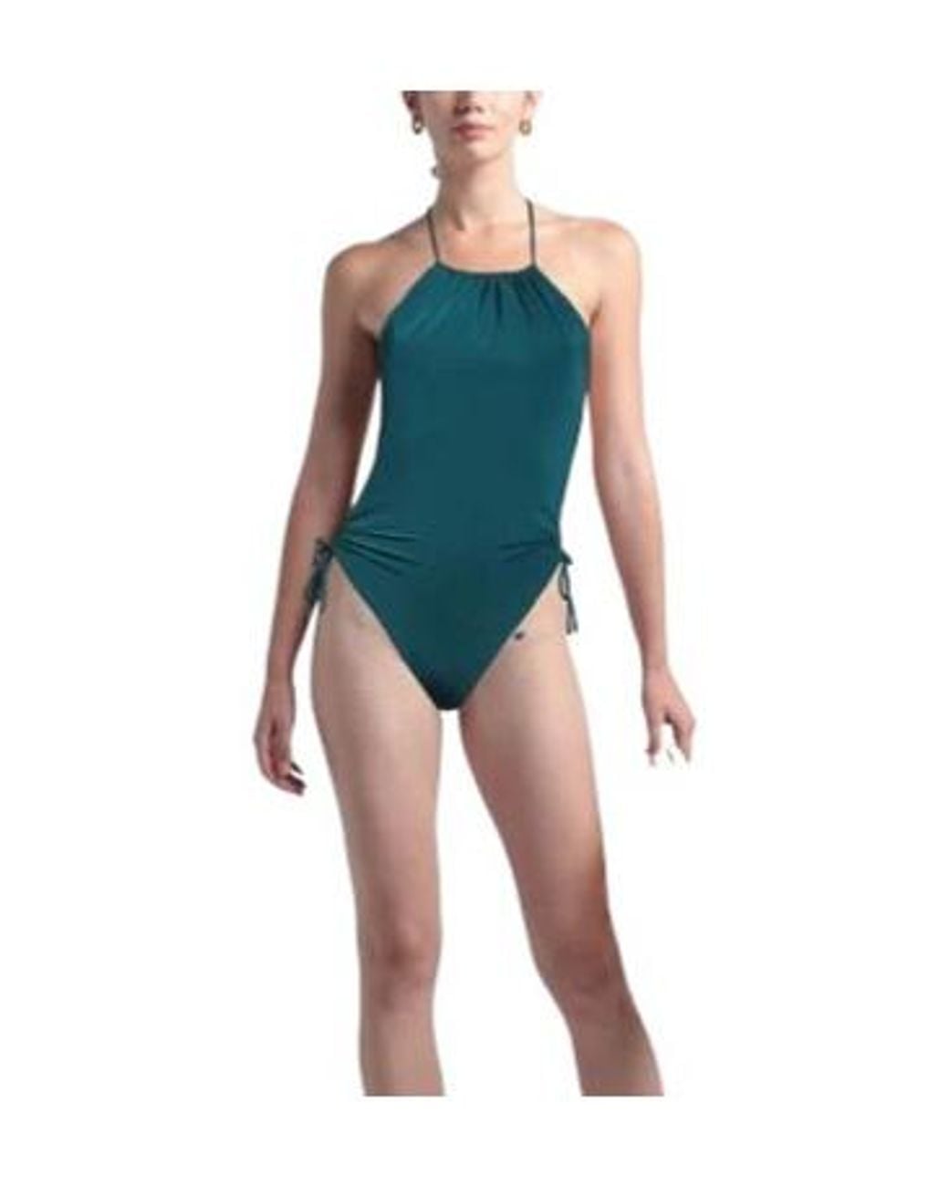 Saint Laurent Blue Tie-Back One-Piece Swimsuit