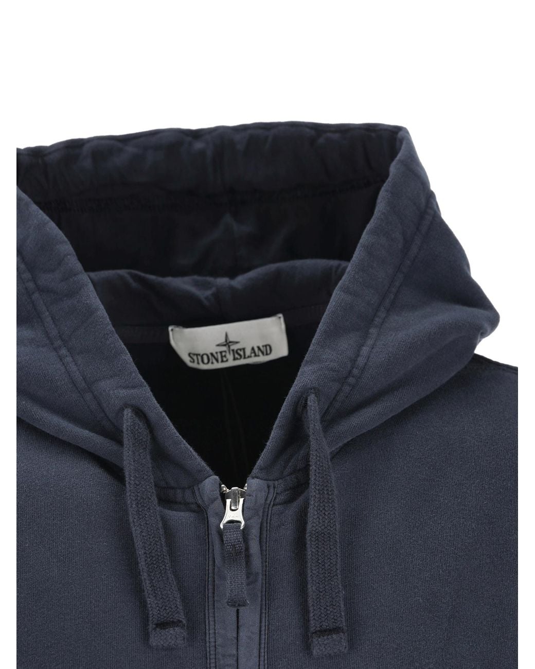 Stone Island Blue Zip-Up Compass Patch Hoodie for men