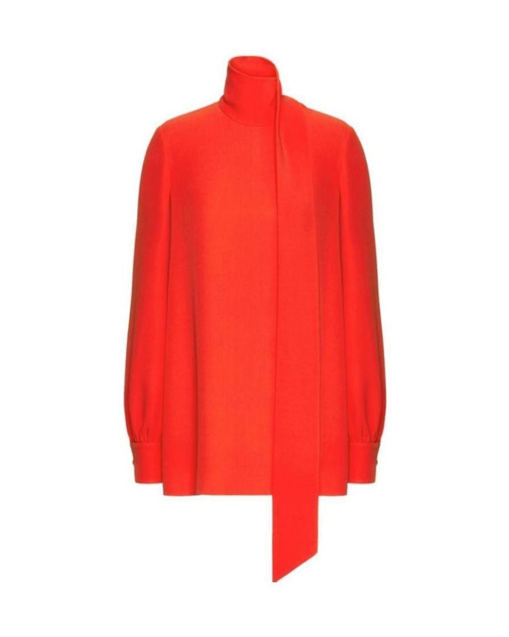 Valentino Red Neck-Tie Silk Blouse