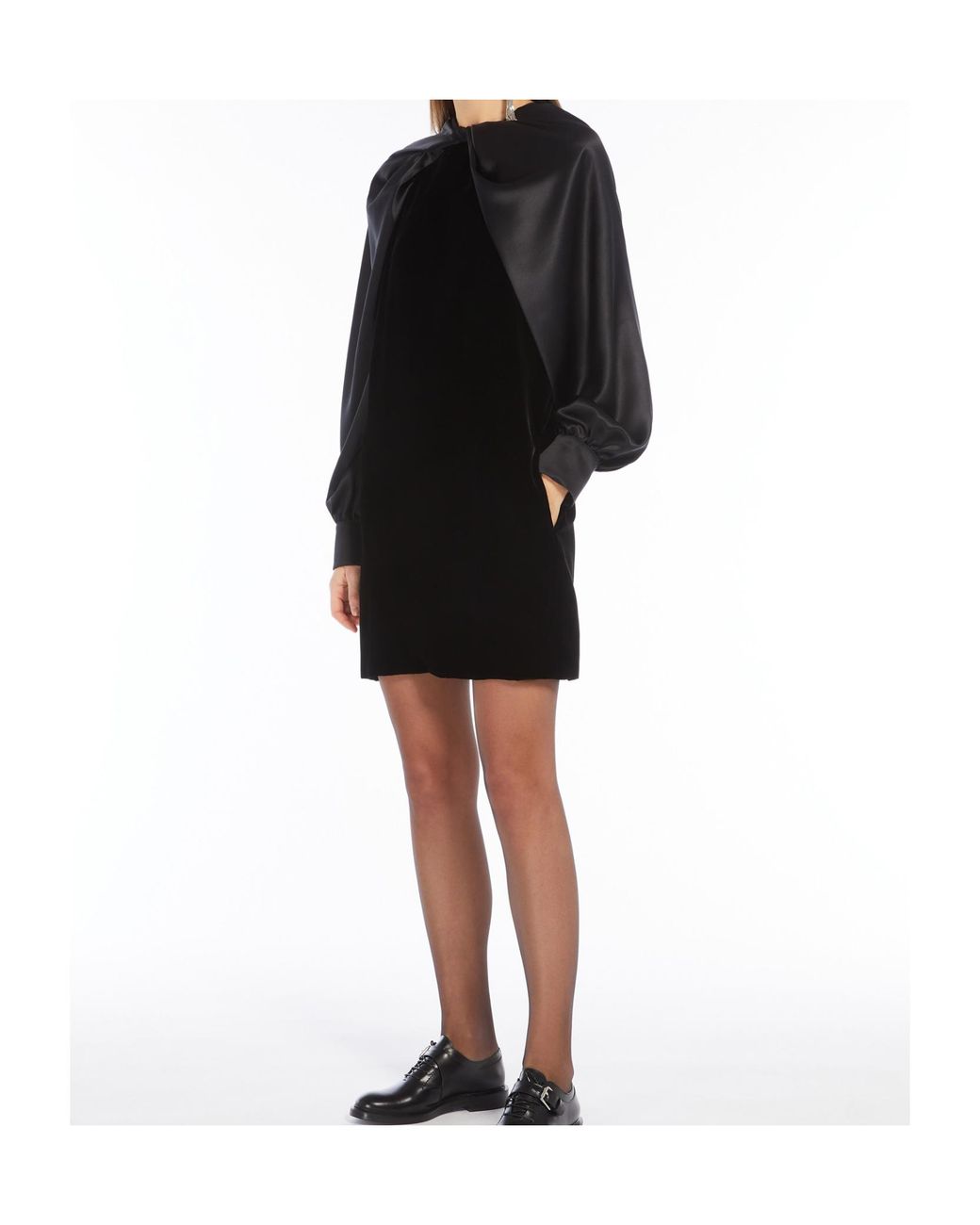 Max Mara Black Velvet And Satin Dress