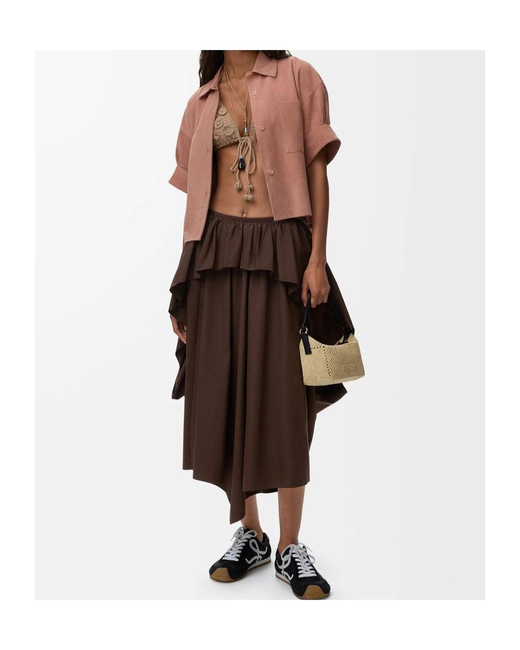 Loewe Brown Asymmetrical Skirt